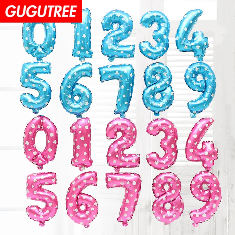 

GUGUTREE PARTY 16inch blue pink 0-9 number foil ballon wedding event christmas halloween festival birthday party HY-338