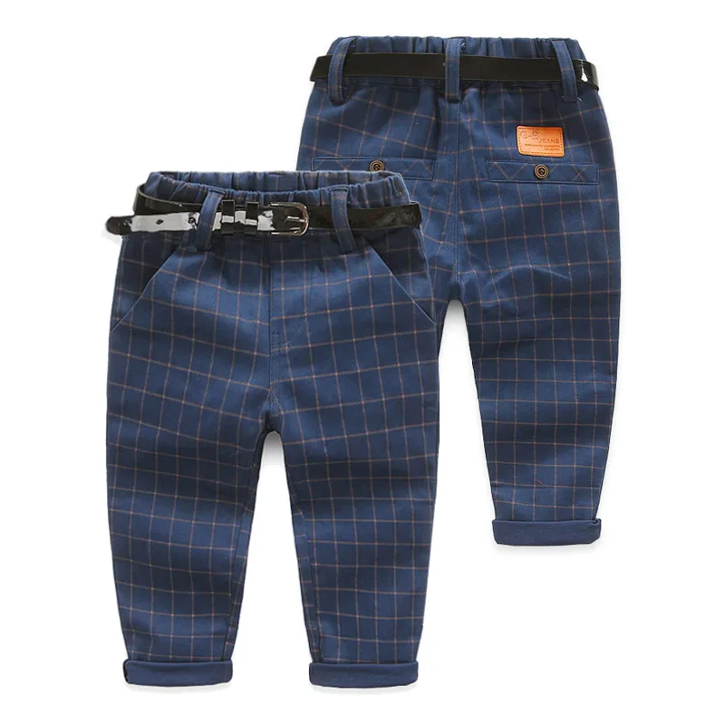 2 9 Age Toddler Boys Plaid Pants With Belt Spring Autumn Children's Clothing Baby Boy Long