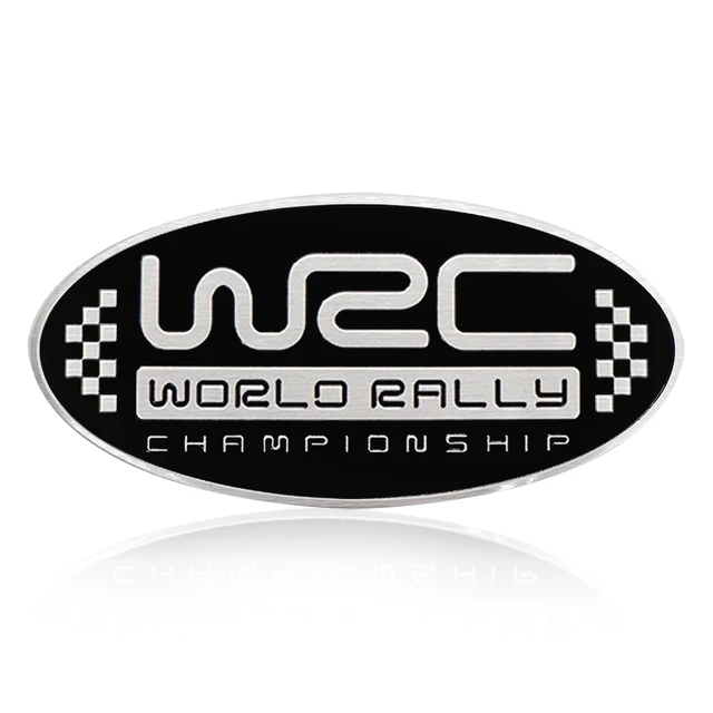 2Pc 3D WRC World Rally Championship Aluminum Alloy Emblem Sticker Black