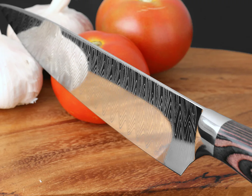 XITUO " профессиональный нож шеф-повара японский нож из нержавеющей стали сантоку кухонный дамасский лазерный узор Овощной ломтик Мясо Кливер CN