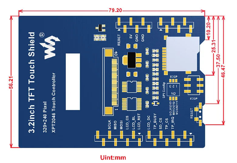 3.2inch-TFT-Touch-Shield-size