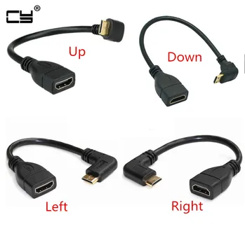 

Up Down Right Left Angled Mini HDMI to HDMI Male to Female Cable 10cm for Laptop PC HDTV Type C hdmi mini hdmi Angle adapter