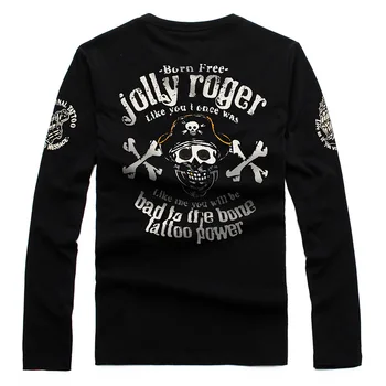 

Japanese tide brand skulls printing fashion long sleeve t shirt Spring 2019 New high-quality pure cotton funny t shirt men M-4XL