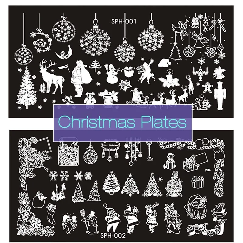 

New Nail Stamping Plates Christmas Halloween 9 Style Stainless Steel Nail Art Stamp DIY Template Manicure Nail Tools Gift Hot