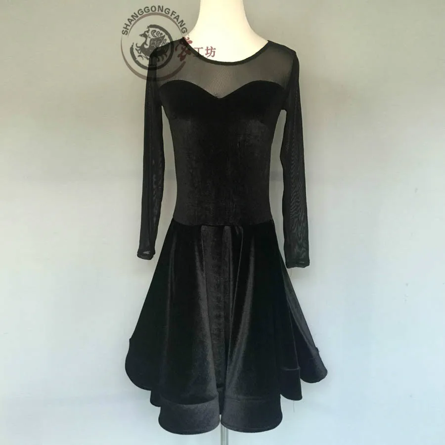 

New style latin dance costume sexy gauze long sleeves latin dance dress for women latin dance compeition dresses A93 S-4XL