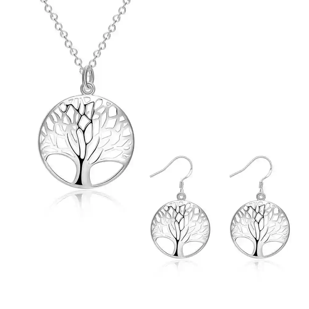 Набор серебряных ювелирных изделий Древо жизни для женщин|necklace earring|tree of life jewelrytree