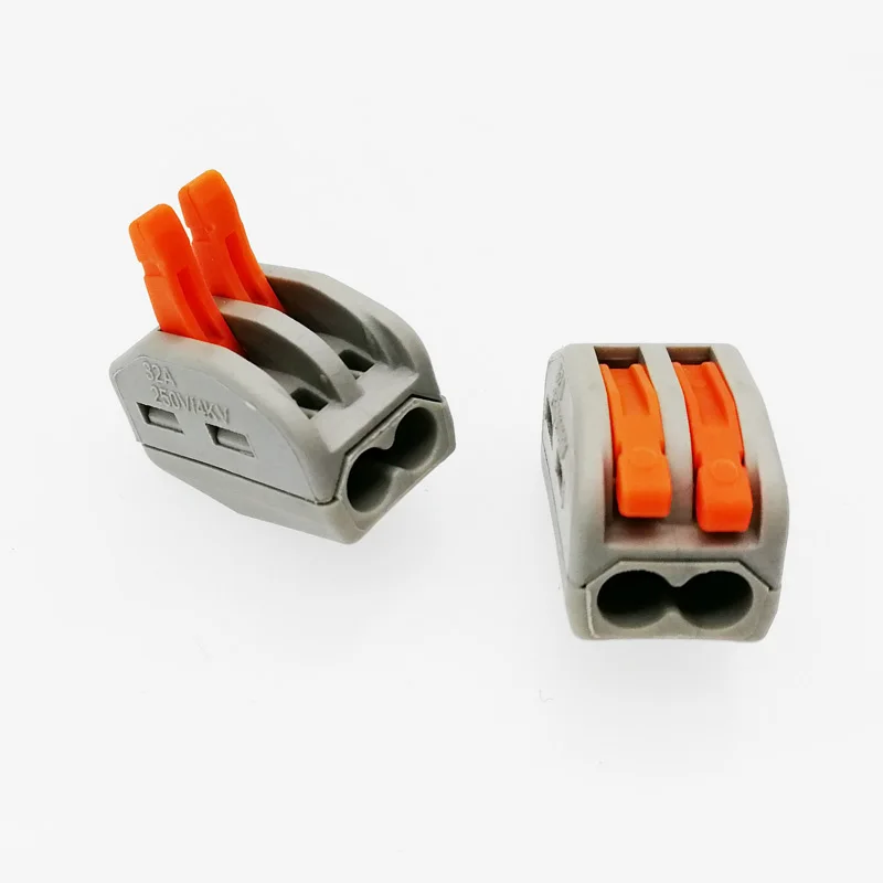 

100PCS PCT212 Universal Compact Wire Wiring Connector 2 pin Conductor Terminal Block Lever 0.08-2.5mm2