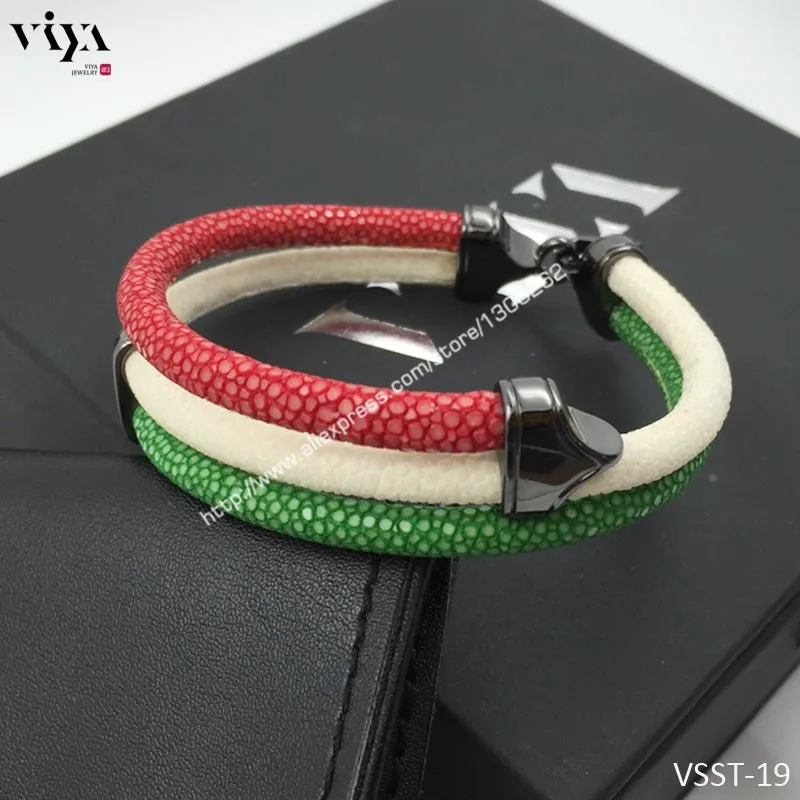 Genuine Stingray Skin leather bracelet Men-VSST-19 (3)