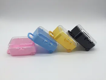 

24pcs/lot Mini Rolling Travel Suitcase Plastic Candy Boxes Wedding Gift Favor Box Baby Shower Birthday Party Decoration