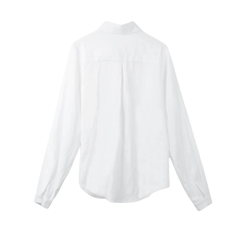 Fashion Long Sleeve Woman blouse White shirt Ladies Pocket Shirt Women Casual Tops Plus Size Elegant Female White Blouse XXL