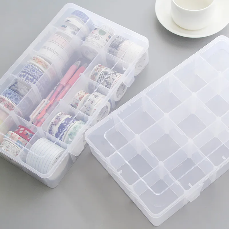 Creative Transparent Plastic 15 Grids Multi function Washi Tape Storage