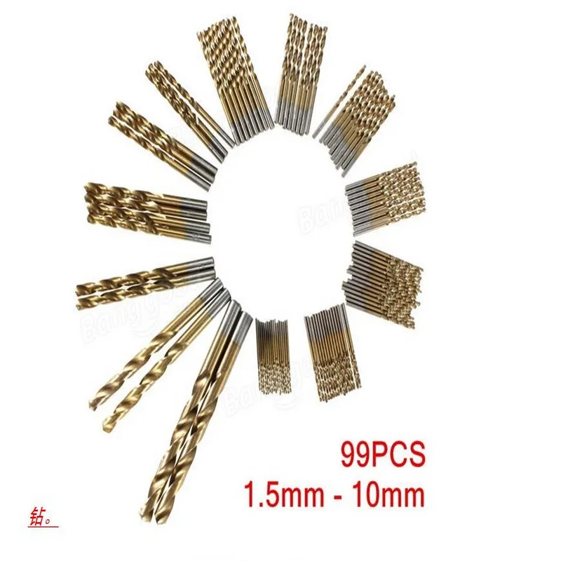 

99PCS Home decoration purpose 1-10mm straight shank HSS 4241 Metal Drilling Twist Drill Bit HSS for Iron Aluminum wood plastic