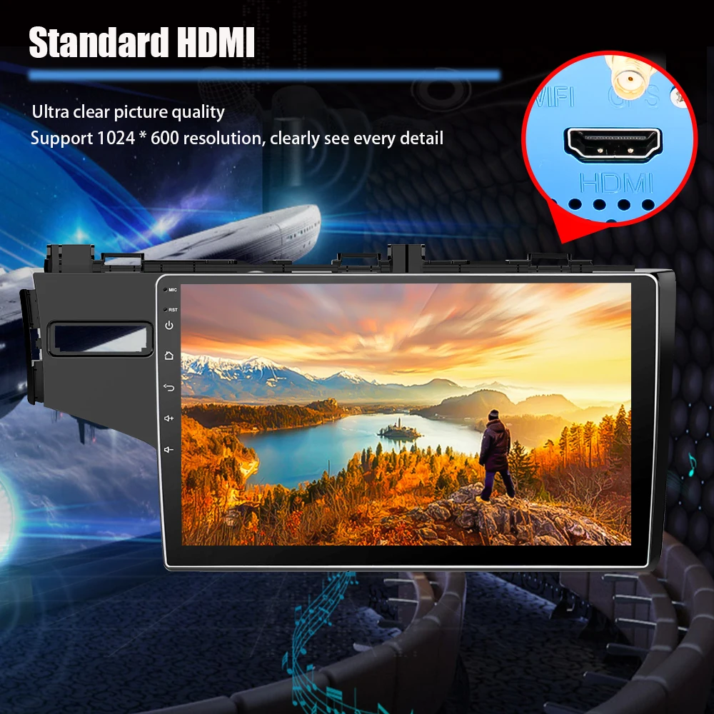 Top Eunavi 10.1" Android 9.0 2 DIN Car Auto Stereo For 2014 2015 HONDA JAZZ FIT Right Hand Drive Radio GPS Multimedia PX6 4G+32G 3