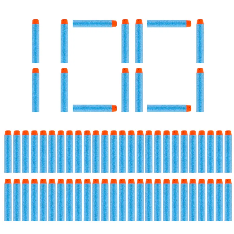 100 шт Дартс для Nerf мягкая полая головка 7,2 см запасная игрушка дартс пули для Nerf серии бластеров Рождественский подарок для детей - Цвет: Light Blue