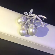 Натуральная пресноводная брошь с жемчугом шпильки из серебра 925 пробы высокое качество ювелирные изделия для женщин 3 жемчуга
