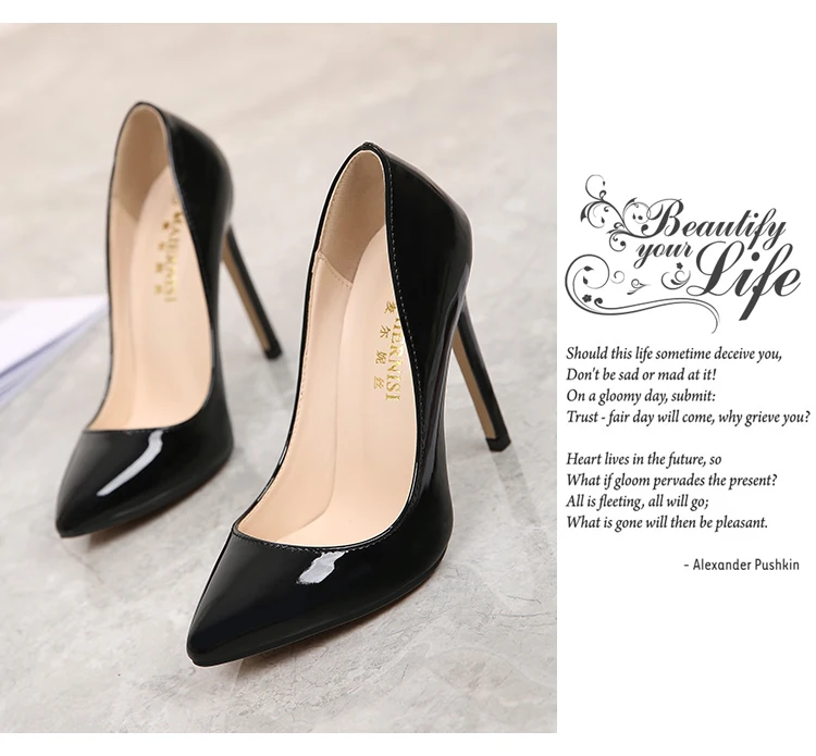 MAIERNISI/Новые модные женские туфли-лодочки на высоком каблуке Классические пикантные свадебные туфли на тонком каблуке офисные женские туфли кожаные туфли; большие размеры 35-46