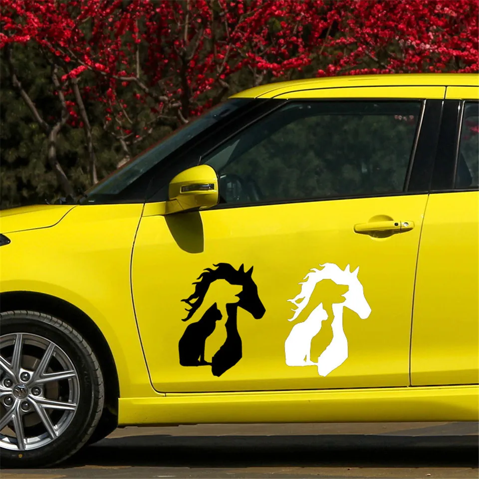 12.515.3CM ANIMAL LOVER Horse Dog Cat Car Sticker Vinyl Decal Funny Cartoon Car Accessories (2)