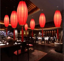 Chinese cloth antique pendant light lantern Hot pot shop Restaurant Restaurant Chinese cloth long ZS129