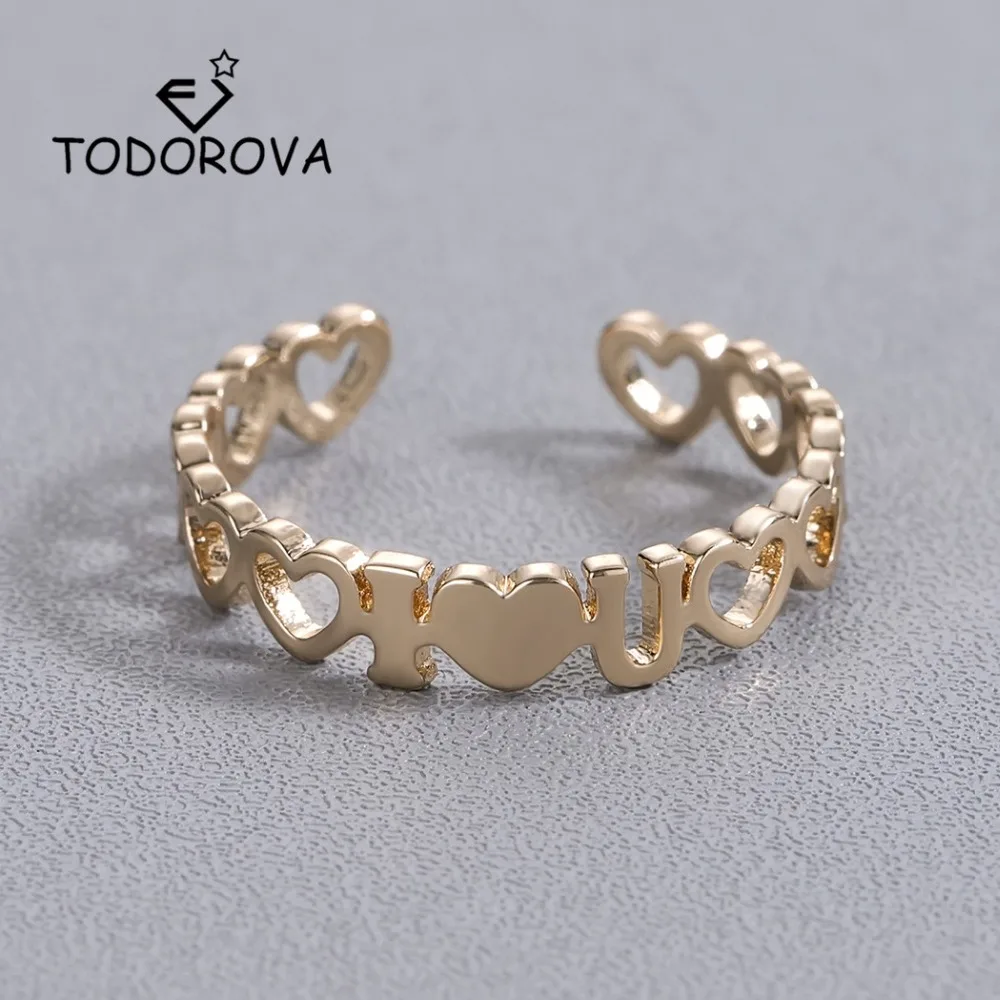 

Todorova Forever Love Heart Rings Adjustable Stainless Steel Rings for Women Men Gold Color Jewelry Wedding Rings Drop Shipping