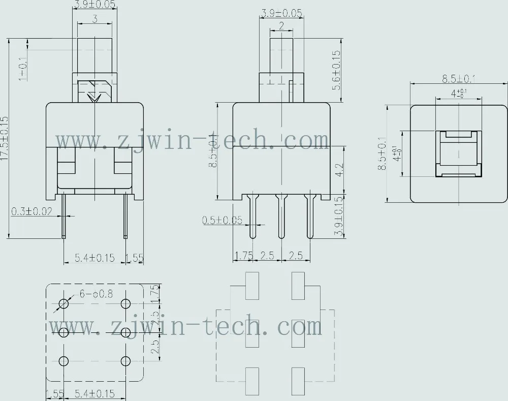 40 шт./лот 4 модели самоблокирующийся переключатель кнопочный такт swith 6pin Размер 5,8x5,8/7x7/8X8/8,5x8,5 мм