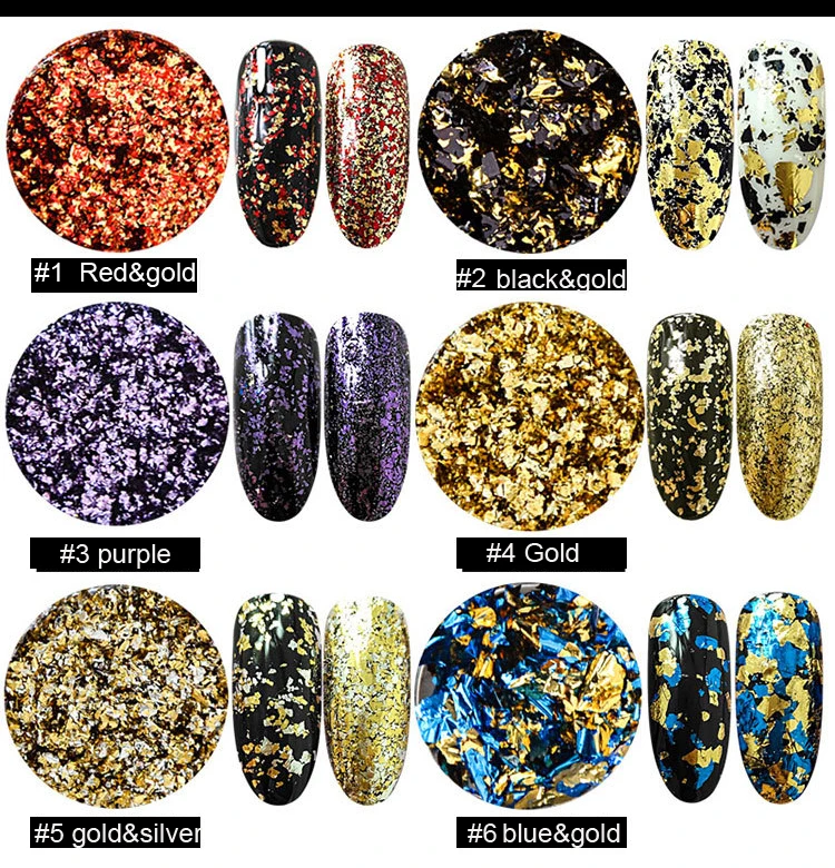 1 баночка металлическая фольга хлопья гвоздь художественный дизайн питания/фольга для ногтей хлопья чипсы для ногтей/Золотая фольга блестит фольга чипсы