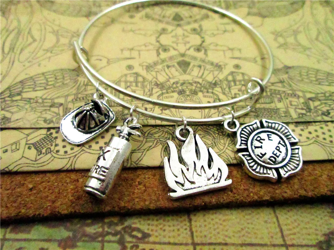 12pcs/lot Hot sale 65mm bracelets with fire hat ,FIRE DEPT.bracelets