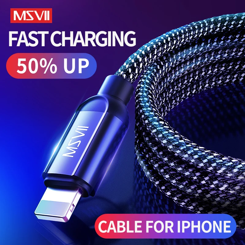 MSVII USB кабель 2.1A Быстрый зарядный для iPhone XS Max XR X 8 7 6 iPad Air Mini зарядное устройство