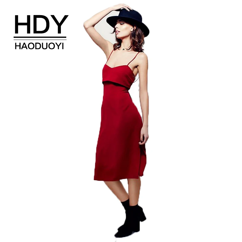 Женское мини платье HDY Haoduoyi с открытой спинкой на тонких бретельках уличная