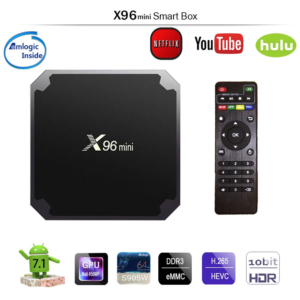 

X96 MiniX96 mini Android 7.1 Smart TV BOX 2GB 16GB Amlogic S905W Quad Core Support 4K 2.4GHz WiFi X96mini Set top box IR Cable