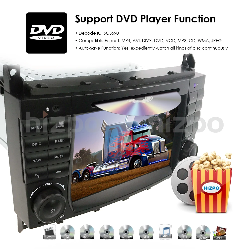 Excellent 2G RAM 16G ROM Android 9.0 7" Car DVD GPS For Mercedes/Benz W203 W209 W219 A-Class A160 C-Class C180 C200 CLK200 dab Free Camera 18