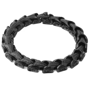 

Unique Lizard Horn Chain Bracelet 11mm Wide Black Color Link Chain For Men's Cuff Jewelry Stainless Steel 8.66"