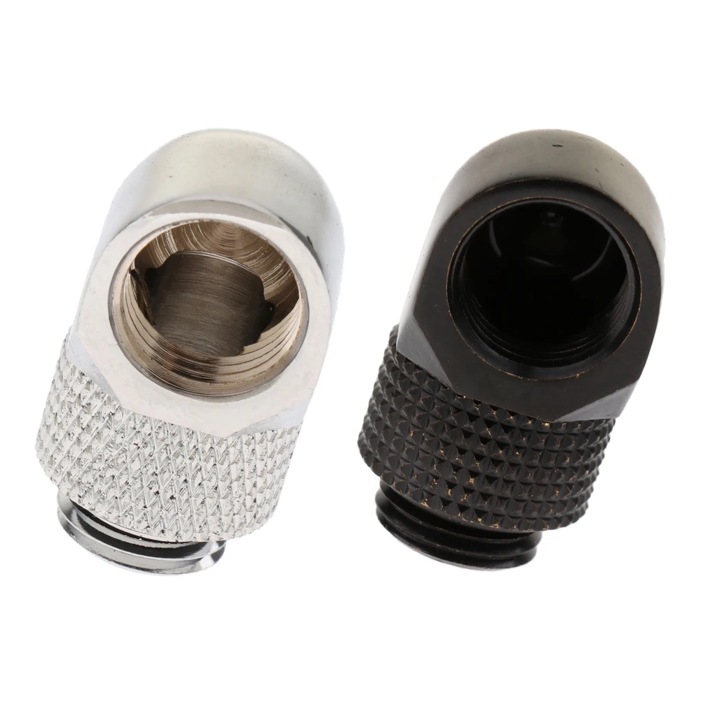  Thread Rotary Fitting Water Cooling Connector 90 Degree Metal Fitting Adapter for PC Water Cooling System Black