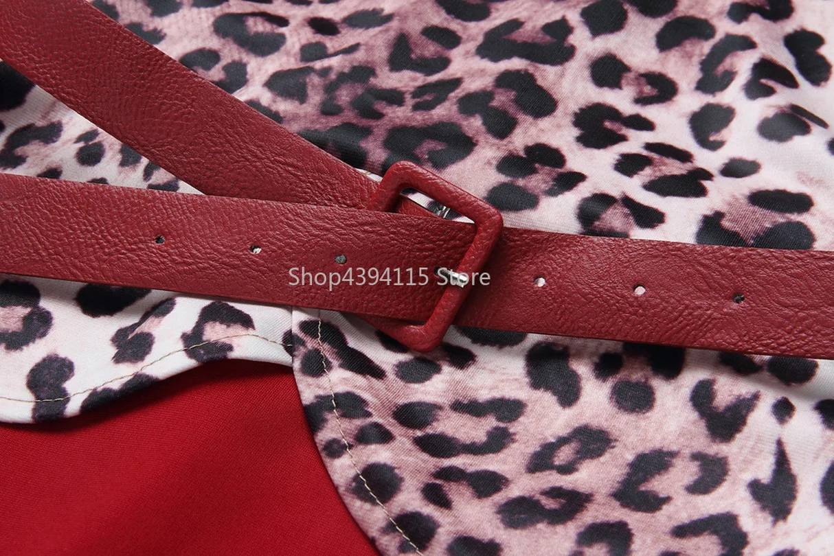 Леопардовый принт стиль африканская женская одежда Дашики модный принт ткань с поясом платье Размер M L XL XXL XXXL