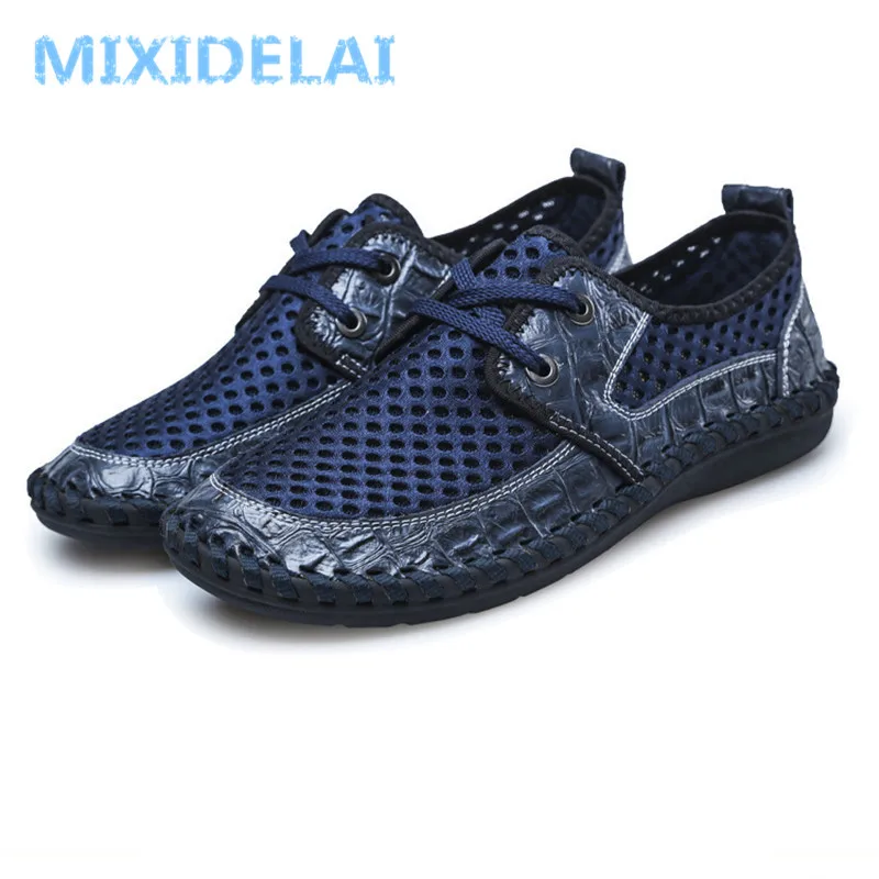MIXIDELAI 2019 New Men's Shoes Comfortable Breathable Mesh Flats Shoes Fashion Lace-Up Casual Shoes Men Leisure Big Size 38-46 MIXIDELAI 2019 New Men's Shoes Comfortable Breathable Mesh Flats Shoes Fashion Lace-Up Casual Shoes Men Leisure Big Size 38-46