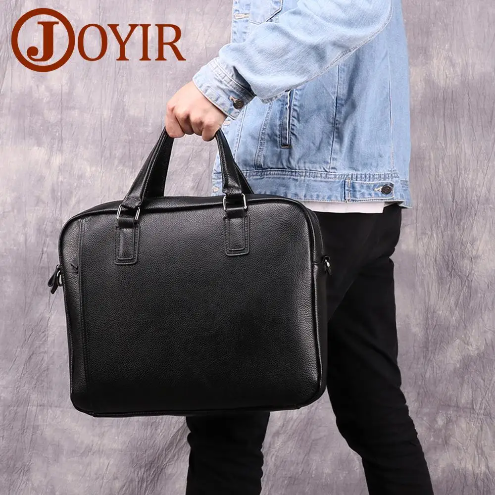 

JOYIR Genuine Leather Men's Briefcase Laptop Document Handbag Messenger Shoulder Bag 15.6" Laptop Business Office Bags For Men