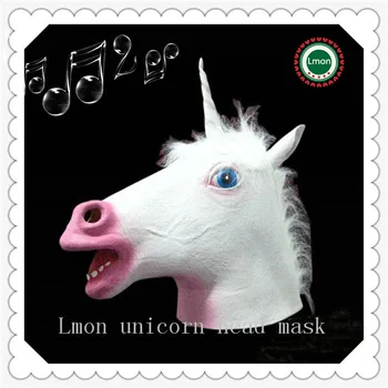 

Factory Price! Party Cosplay Creepy Unicorn Head Latex Mask Halloween Theater Prank Prop Crazy Mask Animal Full Head Mask