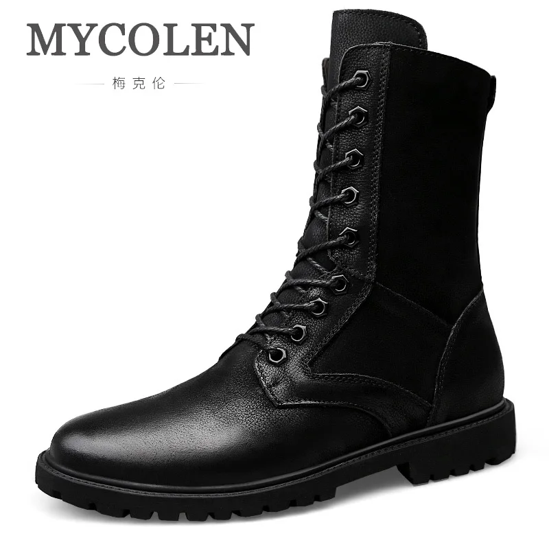 

MYCOLEN 2019 Men Desert Tactical Military Boots Luxury Designers Mens Work Boot Lace-Up Combat Boots Bota Masculina Couro
