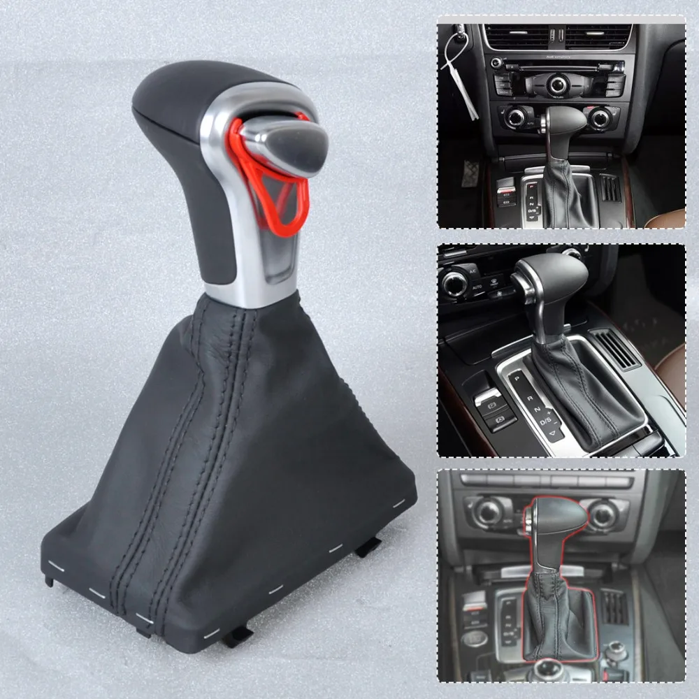 CITALL Silver Automatic AT Shift Knob + Black PU Leather Gaiter For Audi A3 A4 A5 A6 Q7 Q5 2004~2010 2011 2012 2013 2014 2015 CITALL Silver Automatic AT Shift Knob + Black PU Leather Gaiter For Audi A3 A4 A5 A6 Q7 Q5 2004~2010 2011 2012 2013 2014 2015