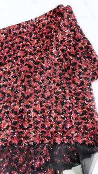 

top quality S-4920 embroidered lace fabric with full sequins French net lace