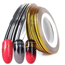 2 шт. клейкие ленты для ногтей 0,5 мм Металлические золотистые Серебристые чередующиеся накладные наклейки Клейкие слайдеры Шелковые Аксессуары для ногтей Инструменты BE1009