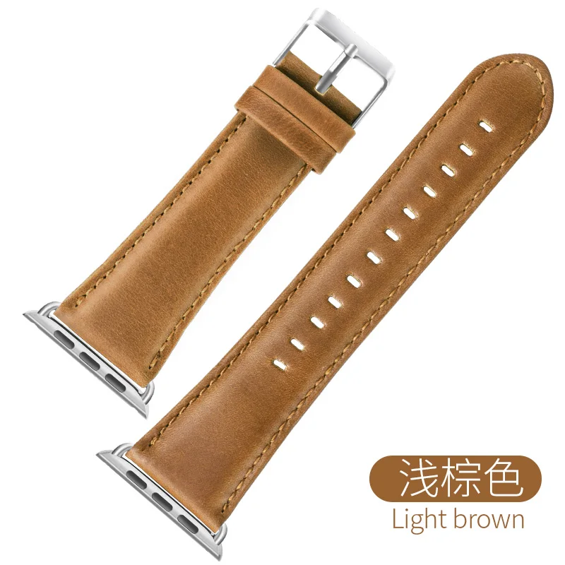 HOCO Genuine Leather Bracelet For Apple Watch Band 42mm 38mm / 44mm 40mm Series 5 4 3 2 1 For Apple Watch Strap iWatch Watchband - Цвет ремешка: Light Brown