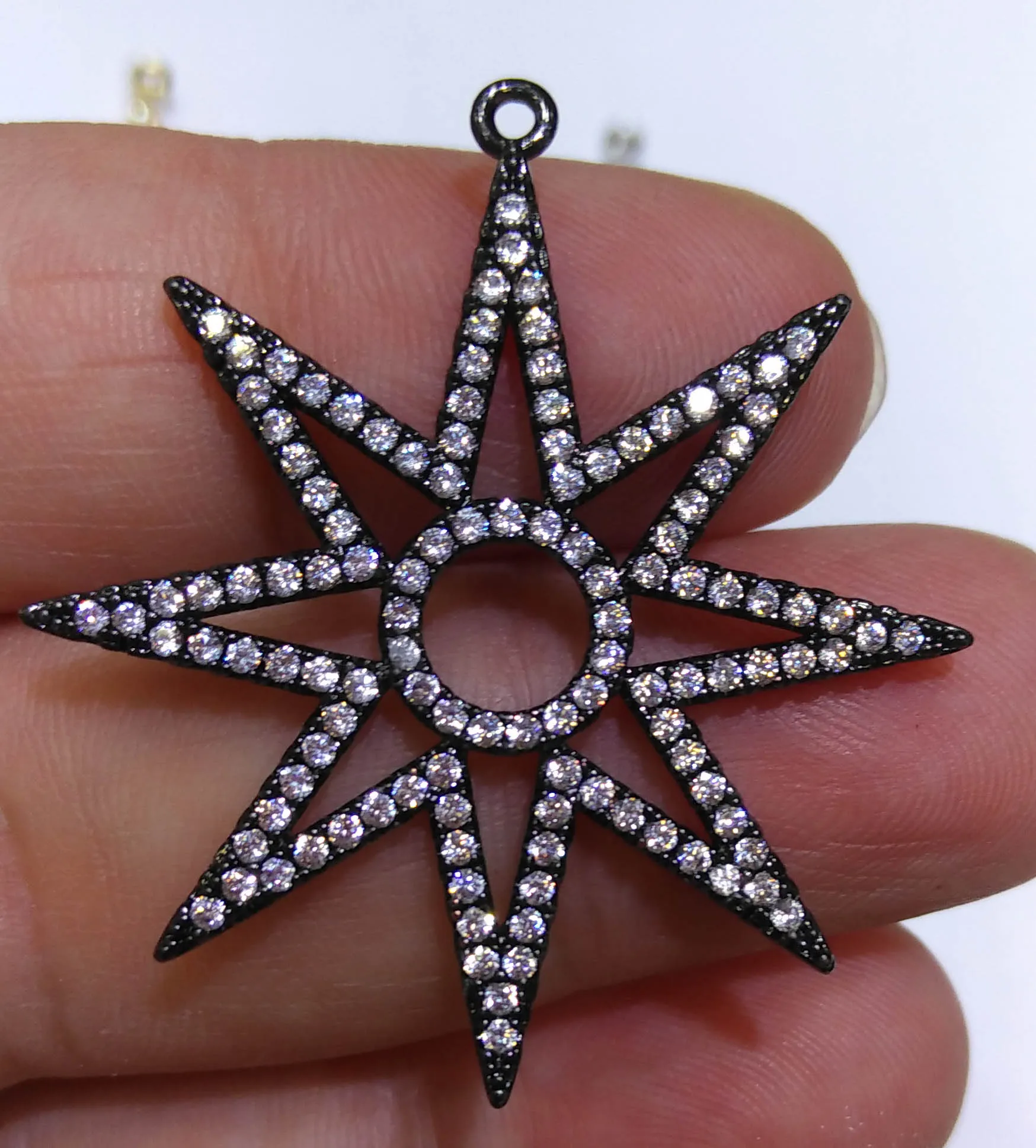 

4pcs 30mm CZ Star charm/pendant/earring, rhinestone/zirconia pave charm jewelry connector, gold/rose gold/silver earrings