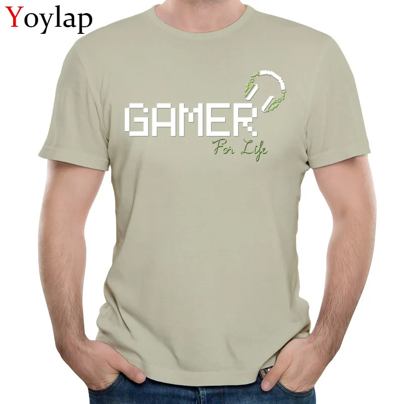  Summer T-Shirt Newest Crew Neck Gamer For Life 100% Cotton Men Tops Shirt Personalized Short Sleeve Tee-Shirts khaki