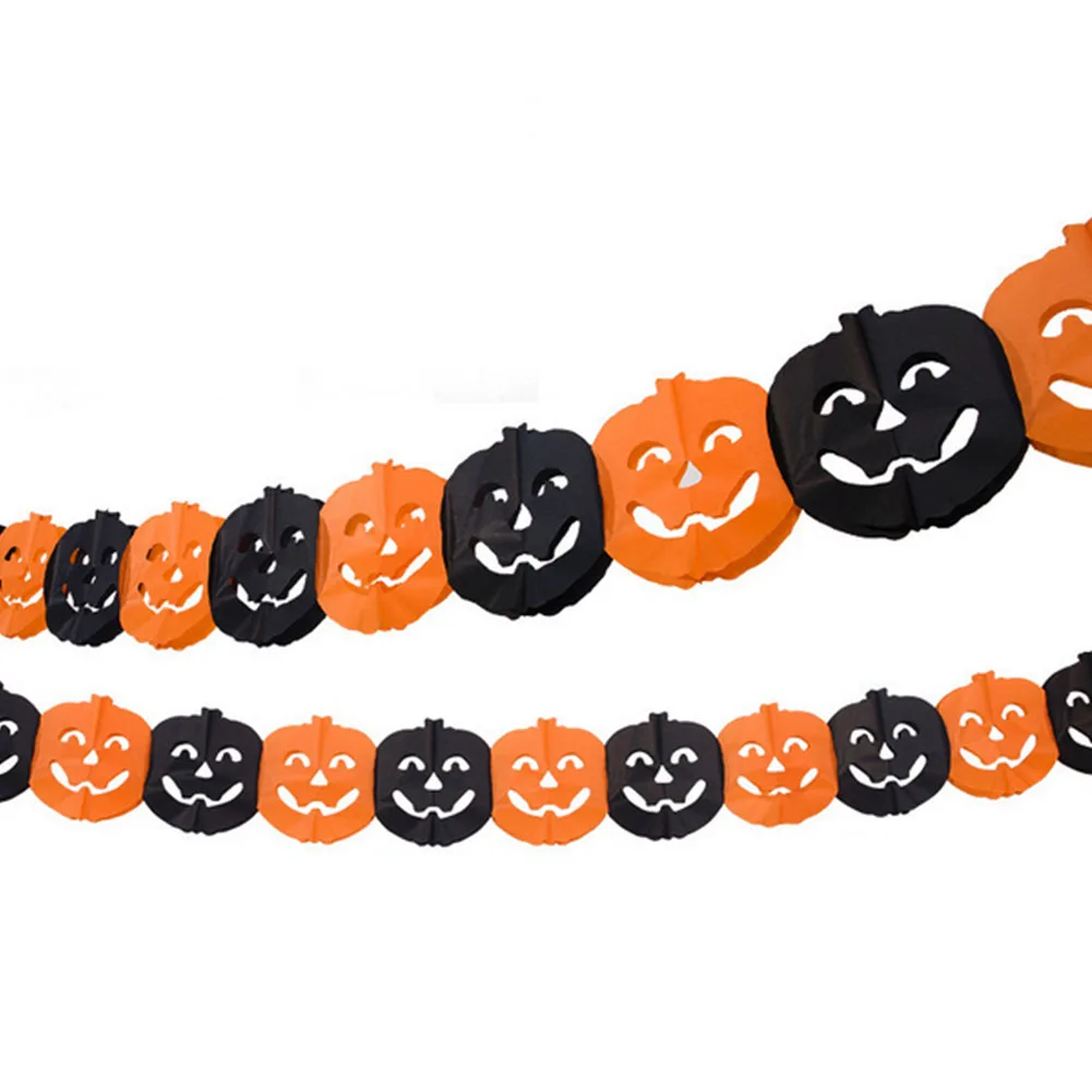 1 строка Хэллоуин Тыква шаблон гирлянда бумажная баннер Happy Halloween Bunting вечерние Y