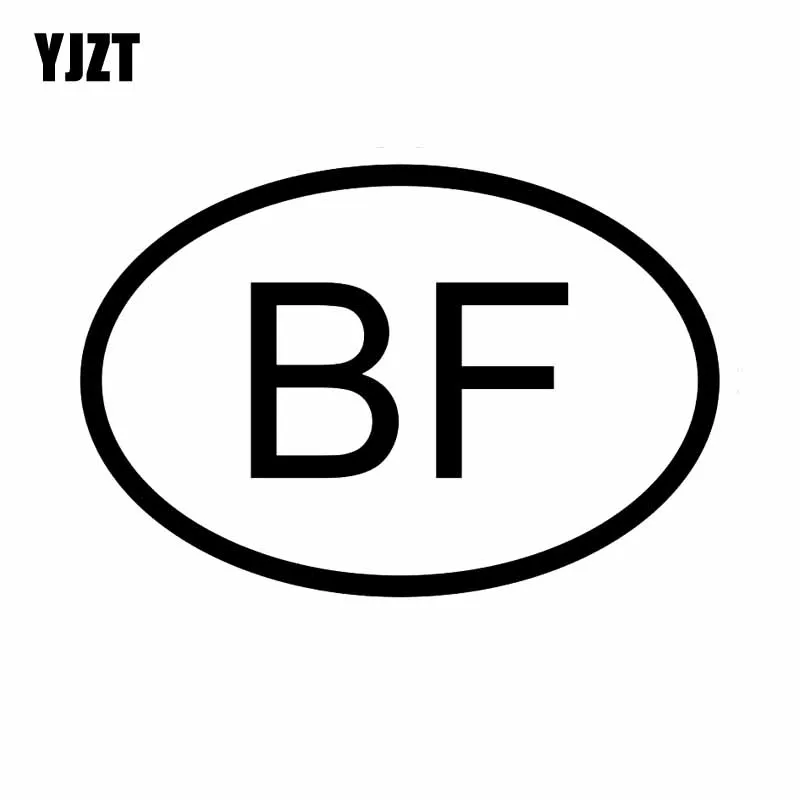 YJZT 14CM*9.4CM VINYL DECAL CAR STICKER BF BURKINA COUNTRY CODE OVAL Black Silver C10-01264 | Автомобили и мотоциклы