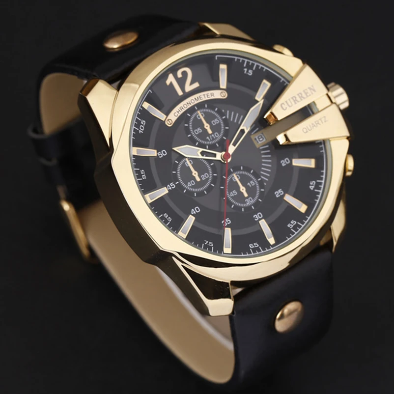 

Curren 8176 Men Watch Top Brand Luxury Gold Male Watch Fashion Leather Strap Casual Sport Wristwatch With Big Dial Dropshipping