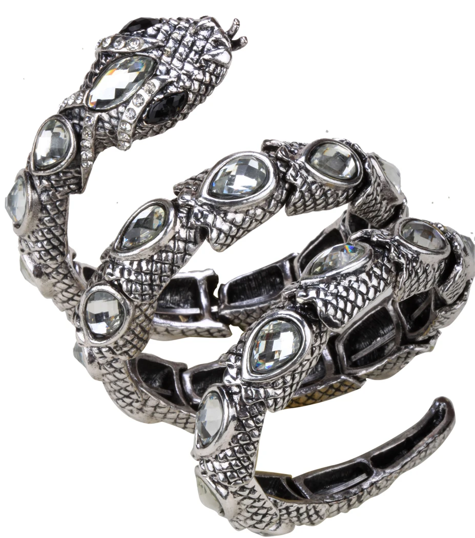 YACQ стрейч змея браслет на руку манжета для женщин панк Рок Кристалл браслет ювелирные изделия Золото Серебро Цвет Прямая поставка A32 - Окраска металла: silver