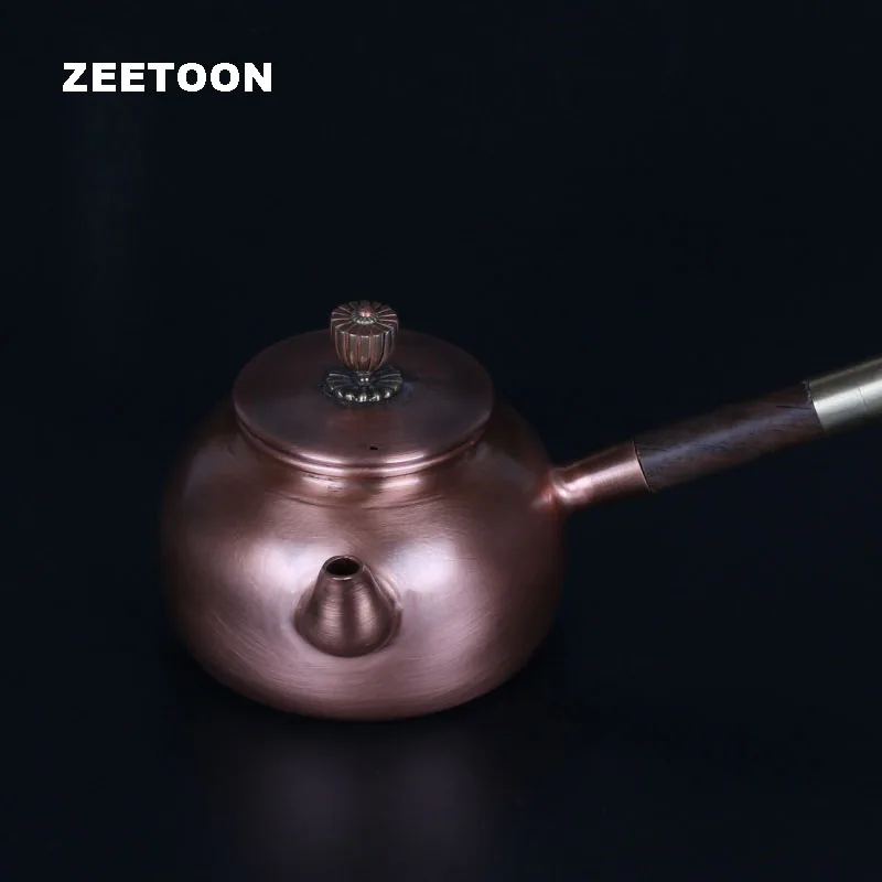 500ml Handmade Carving Pure Copper Side Handle Teapot Kung ...