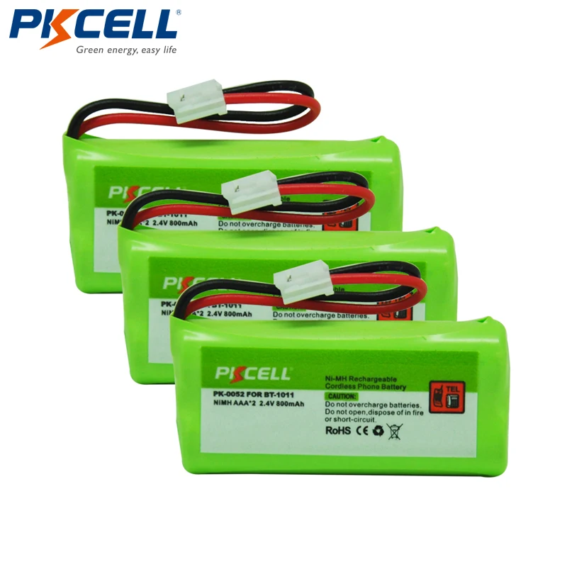 3pcs PKCELL Cordless Phone Battery Replacement AAA 800mAh 2.4V for Uniden BT 1011 BT1011 Vtech