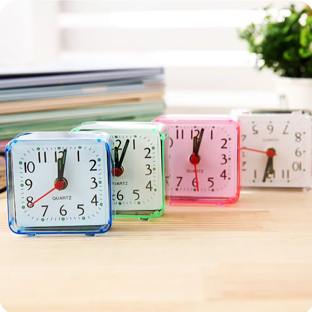 Cute Small Bed Alarm Clock temperatureTransparent Case Compact Digital Alarm Clock Mini Children Student Desk Table Clock 17